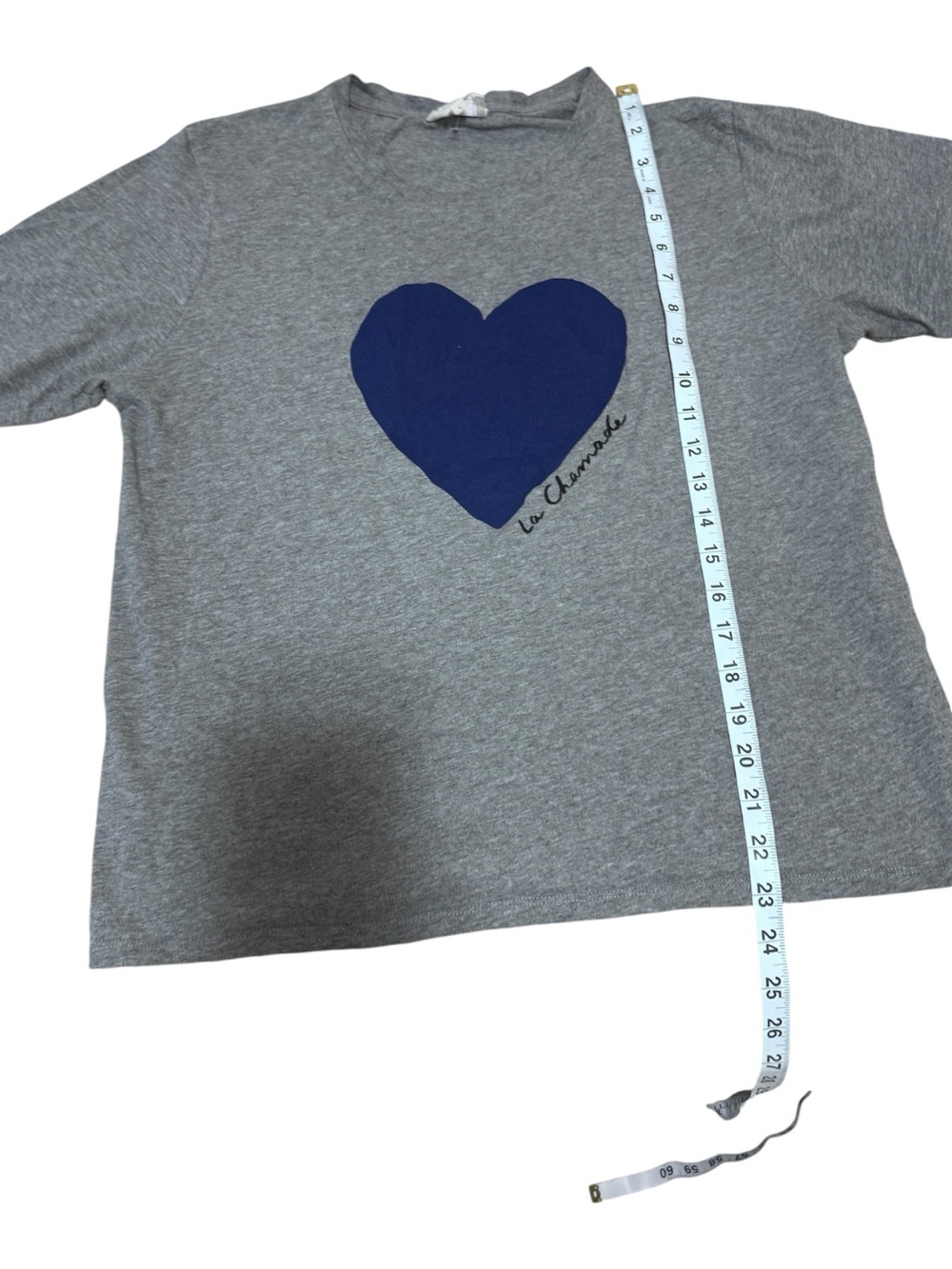 Sezane Grey Tee with Blue Heart Graphic - Picture 3 of 7